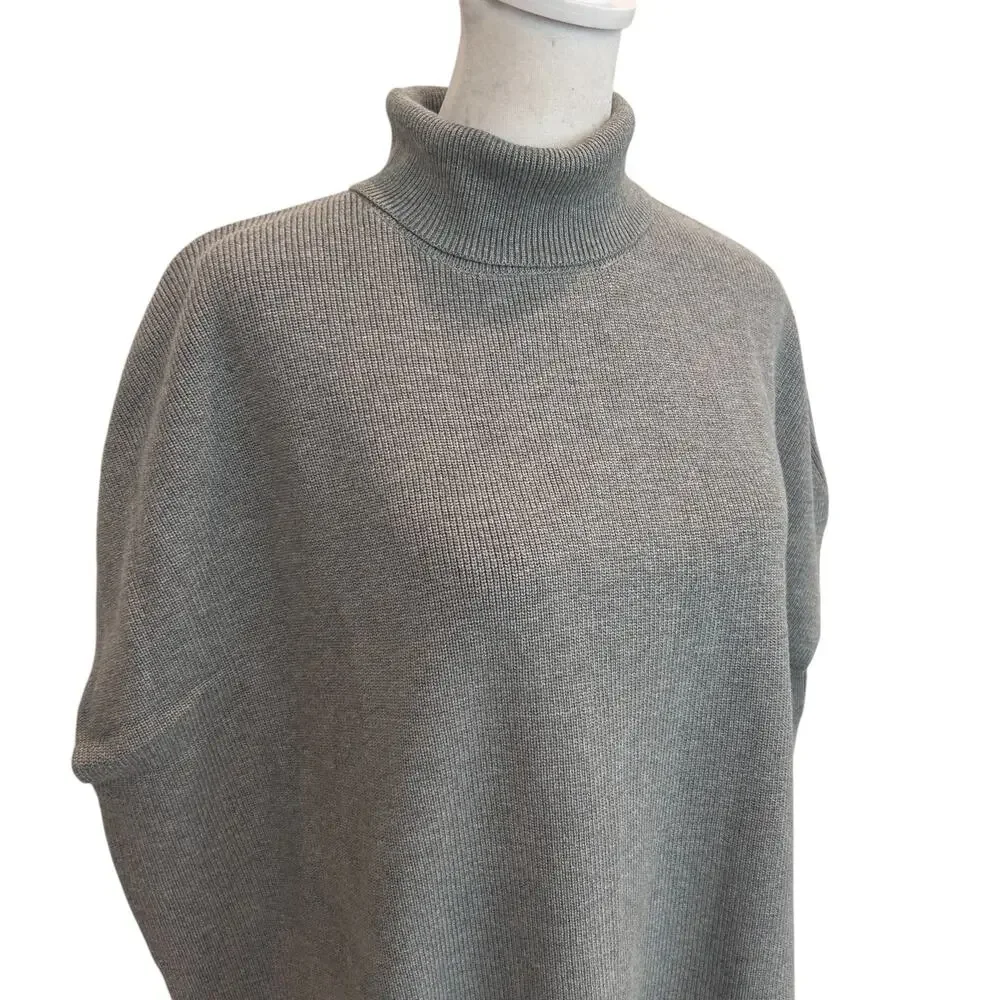 Lilla P NWT Gray Turtleneck Boxy Sleeveless Sweater Womens Size Small NEW